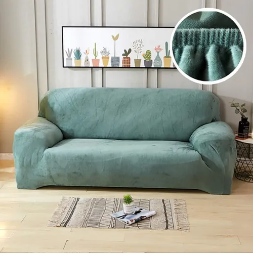 Miniatura 11 de Funda de terciopelo ultra suave para sofá de colores lisos, elastano elástico para sofá biplaza protección de muebles, fundas antideslizantes a