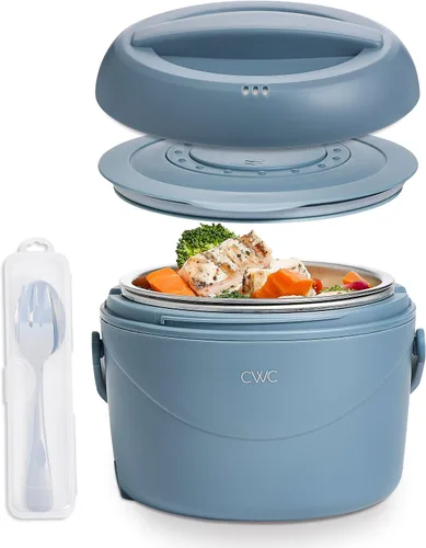 Miniatura 7 de COOK WITH COLOR Fiambrera redonda 40W, calentador de alimentos portátil, capacidad 1.1L, revestimiento de acero inoxidable, cabra/visón