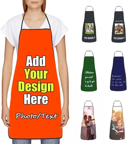 Miniatura 12 de Delantal Personalizado, Diseña Tu Propio Delantal de Cocina para Cocinar, Sube Tus Fotos Favoritas Logo, Añade Cualquier Nombre o Texto
