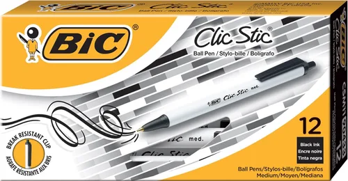 Miniatura 2 de Bolígrafo retráctil Bic Clic Stic, de punta mediana (0.04 pulgadas), estuche de 12 unidades, Negro