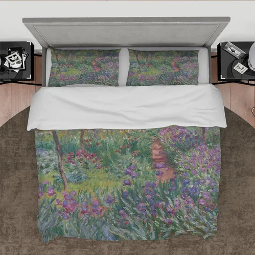 Miniatura 2 de Juego de funda de edredón de colores brillantes, juego de ropa de cama estética Claude Monet, 1 funda de edredón y 2 fundas de almohada, cómodo