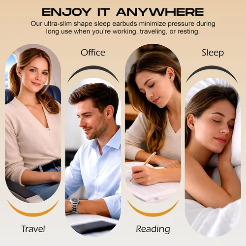 Miniatura 9 de Mini auriculares invisibles para trabajar y dormir, auriculares ocultos de perfil bajo con pantalla LED, sonido estéreo, auriculares más pequeños