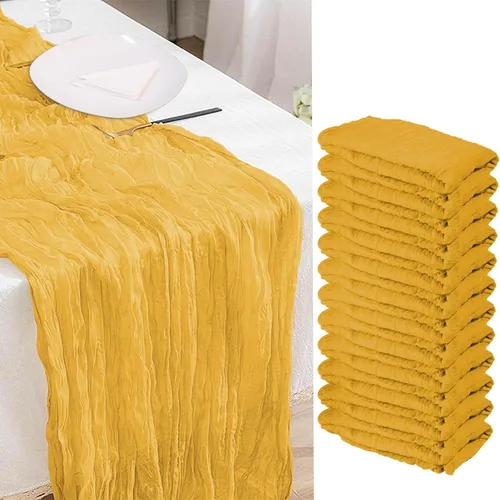Miniatura 17 de Paquete de 12 caminos de mesa de estopilla, 35x120 pulgadas, caminos de mesa terracota, rústicos, naranja quemado, tela de queso, bóheme, gasa