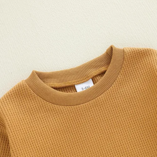 Miniatura 36 de Kuriozud Conjunto de 2 piezas de sudadera con cuello redondo y pantalones deportivos para niños pequeños para otoño e invierno