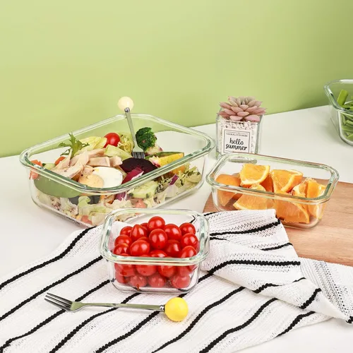 Miniatura 6 de Liuruiyu - Paquete de 8 contenedores de vidrio para almacenamiento de alimentos con tapas, contenedores para preparación de comidas, cajas Bento