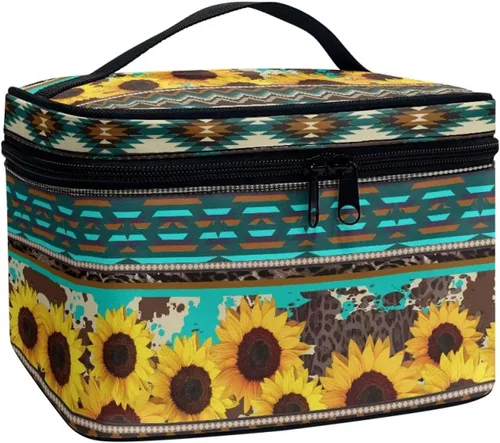 Miniatura 21 de 60S Groovy Hippie Flower Pink Pattern Travel Makeup Bags for Women Portable Tote Cosmetic Case with Carry Handle Toiletry Accessories Storage