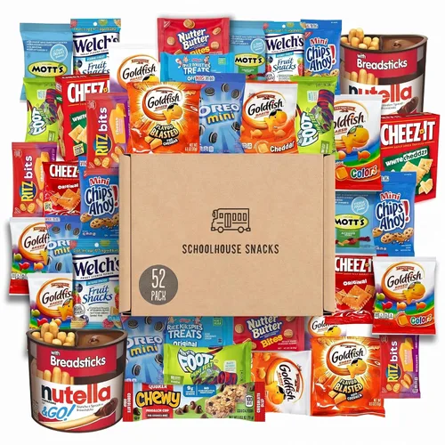 SCHOOLHOUSE SNACKS - Bocadillos para niños (50 unidades) | Caja de bocadillos para niños con surtido de galletas y crackers americanos | Bocadillos