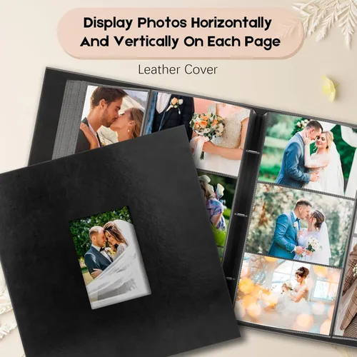 Miniatura 3 de Álbum de fotos de bolsillo para 1000 fotos 4x6 con cubierta de cuero, capacidad extra grande para 1000 fotos horizontales y verticales, páginas