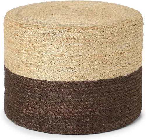 Miniatura 13 de REDEARTH Puf circular de yute, puf otomano – Puf trenzado con acento para sentarse redondo reposapiés para sala de estar, dormitorio, guardería