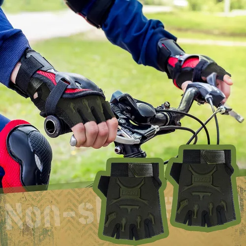 Miniatura 12 de SATINIOR 3 pares de guantes de medio dedo antideslizantes de gel para ciclismo, guantes de gimnasia ajustables para niñas y niños