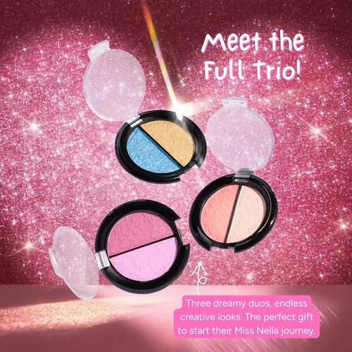 Miniatura 3 de MISS NELLA Maquillaje para sombra de ojos para niños - Cielos rosados, juguete cosmético para niños, maquillaje no tóxico