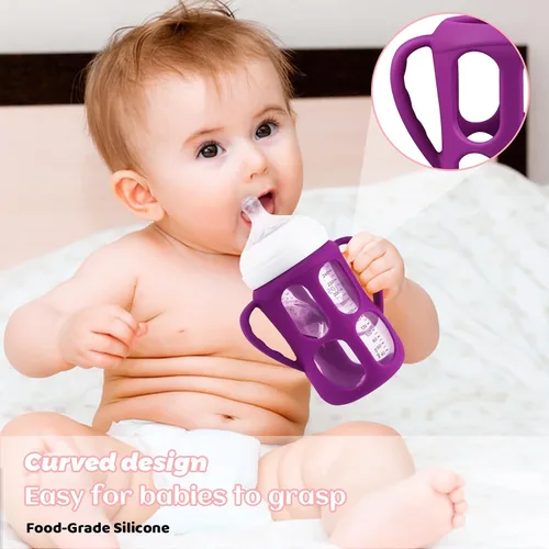 Miniatura 2 de Paquete de 3 asas de biberones para biberones Philips Avent naturales, soporte para biberones con asas de fácil agarre (rosa, morado y blanco)