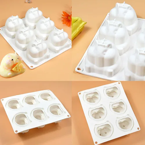 Miniatura 6 de Molde de silicona 3D para pastel de mousse, molde de silicona con forma de animal de hámster, 6 cavidades, molde de silicona flexible de fácil