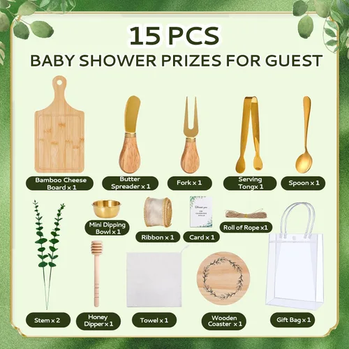 Miniatura 3 de Premios de baby shower para ganadores del juego, tablero de queso, juego de utensilios de cocina de acero inoxidable, toalla de agradecimiento