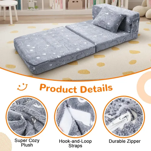 Miniatura 7 de MeMoreCool Colchón de suelo para niños que brilla en la oscuridad, sofá convertible, futón plegable para sala de juegos de niños