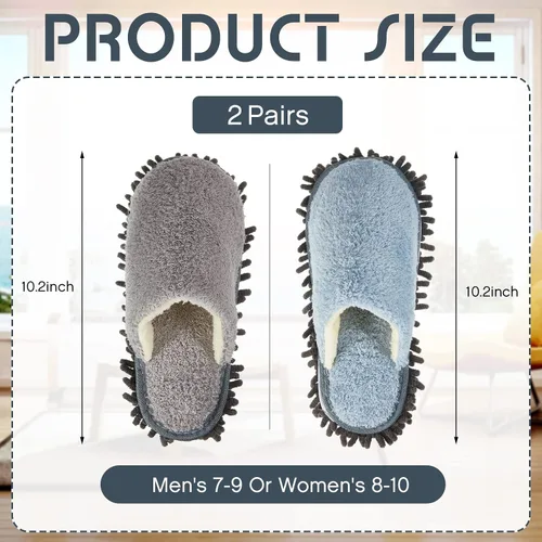 Miniatura 3 de Jecery 2 pares de pantuflas de microfibra para limpieza de suelos de chenilla, limpiadores de tabla base, herramientas de limpieza para el hogar