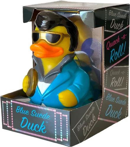 Miniatura 3 de CelebriDucks - Pato de gamuza azul - Patos de goma flotantes - Juguete de baño coleccionable de regalo para niños y adultos de todas las edades