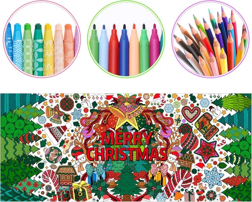 Miniatura 3 de Dvbonike Póster Jumbo de Mandala Navideño para Colorear Póster Gigante de Papel Feliz Navidad para Colorear Póster DIY de Dibujo en Blanco Arte