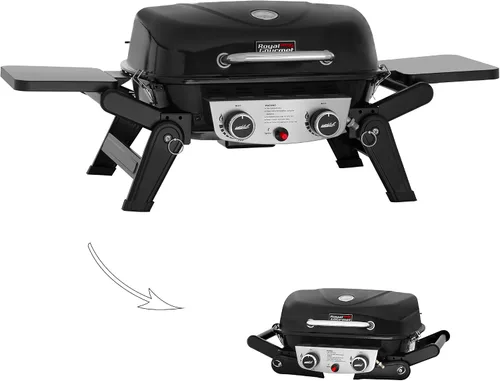 Miniatura 16 de Royal Gourmet GT2003 Parrilla portátil de gas propano de 2 quemadores con soporte y rejilla calefactora, combo de parrilla y plancha 2 en 1