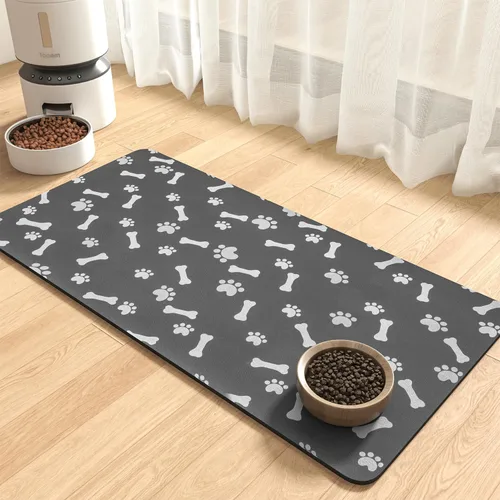 MontVoo Tapete de comida para perros, tapete de alimentación de mascotas para alimentos y agua, dispensador sin manchas, de secado rápido, tapete
