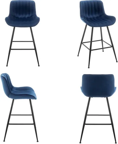 Miniatura 6 de Juego de 2 Taburetes de Bar - Taburetes de Bar de Lujo de Altura de Mostrador, Taburete de Bar de 24 Pulgadas de Altura de Asiento, Tapizados en Azul