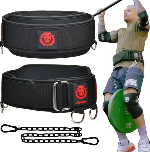 Miniatura 7 de Cinturón de levantamiento de pesas 2 en 1 y cinturón de inmersión con cadena para entrenamiento de pesas adicional, levantamiento de pesas