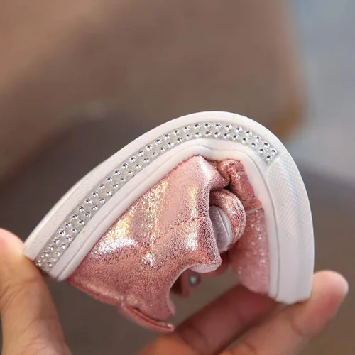Miniatura 6 de XGao Zapatillas de deporte para bebés, niños y niñas, zapatos sin cordones para bebés, niñas y niñas, con lentejuelas brillantes, zapatos deportivos