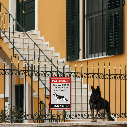 Miniatura 6 de Letrero de advertencia de pastor alemán con texto en inglés «Beware Of Dogs» con texto en inglés «I Can Make It to the Fence in 2.8 Sec. Letrero