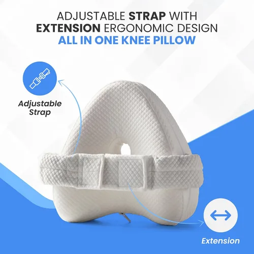 Miniatura 5 de Almohada de rodilla de espuma viscoelástica para personas que duermen de lado, dolor de cadera con correa ajustable, almohada entre las piernas