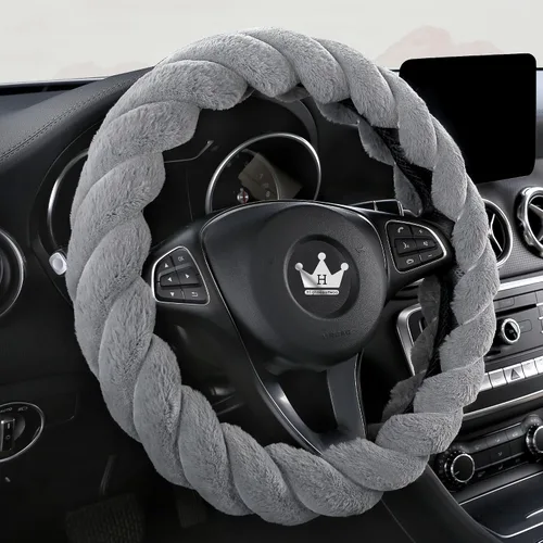 Miniatura 10 de HighnessHwoo Funda para volante de coche de felpa suave y lujosa de invierno para mujeres, accesorios automotrices cálidos y lindos para vehículos