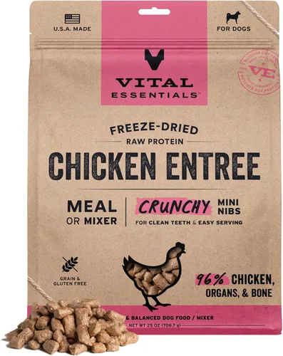 Miniatura 20 de Vital Essentials - Comida para perros liofilizada cruda, trocitos crujientes de pavo mini Comida completa o mezcladora Comida para perros alta