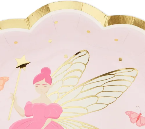 Miniatura 5 de Sparkle and Bash Platos de hadas – Papel de 9 pulgadas, floral, paquete de 48 – Platos temáticos de hadas, platos de cena y postre para niñas
