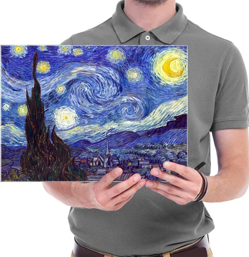 Miniatura 2 de Wieco Art Impresión en Lienzo de Noche Estrellada de Van Gogh Reproducción de Pinturas al Óleo Impresión en Lienzo Moderna Obra de Arte Imágenes