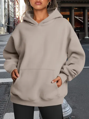 Miniatura 36 de Trendy Queen - Sudaderas extragrandes con capucha para mujer, suéteres de manga larga, sin botones, de vellón, de otoño, ropa de invierno