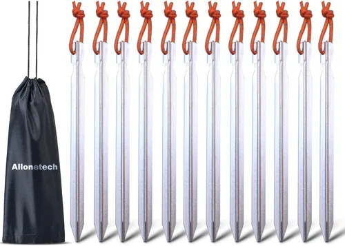Paquete de 12 estacas para tienda de campaña, estacas de aluminio 7075 para camping, estacas ligeras para tienda de campaña de servicio pesado,