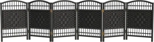 Miniatura 9 de Red Lantern Pantalla plegable de tejido de fibra corta de 2 pies - Negro - 4 paneles