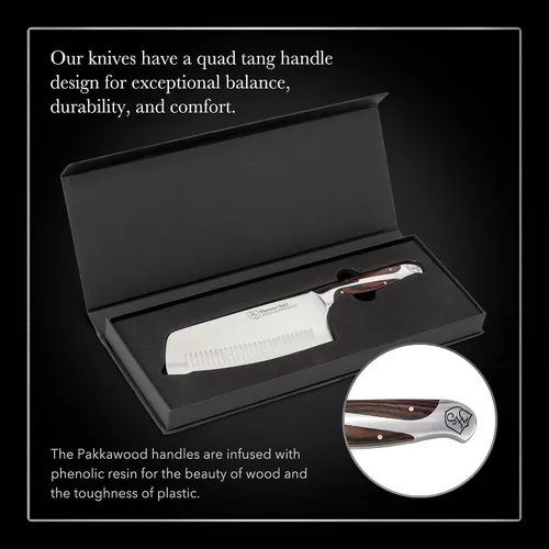 Miniatura 4 de Hammer Stahl Cuchilla de verduras de 7 pulgadas, cuchillo de cortar profesional, acero forjado alemán de alto carbono, mango ergonómico de madera