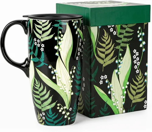 Miniatura 10 de Topadorn Taza de café de viaje de 17oz de cerámica con tapa sellada, taza de té con caja de color, apta para microondas y lavavajillas, taza de café