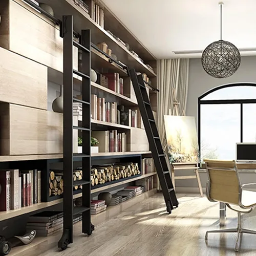 Miniatura 4 de XFSHKJS Escalera móvil de tubo redondo de 3.3 pies y 20 pies, con ruedas de rodillos de suelo (sin escalera), biblioteca de herramientas de escalera