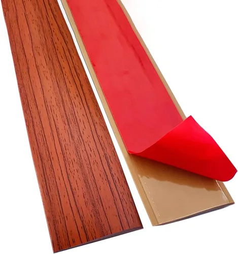 Miniatura 8 de Tira de transición de piso, tiras de cubierta de suelo de transición autoadhesivas, diseño de grano de madera cortable, tira divisora plana de piso