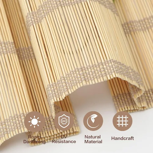 Miniatura 4 de Persianas romanas de bambú sin cordón, persianas opacas personalizadas, persianas de bambú natural tejidas para ventanas, puerta de vidrio