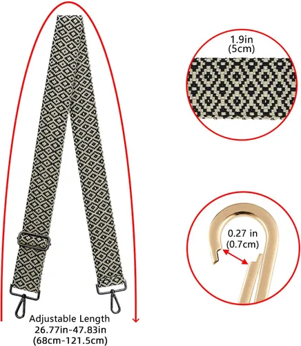 Miniatura 50 de ZOOEASS Hebillas de níquel Correa ancha para el hombro ajustable de repuesto para cinturón de pistola, hebilla de guitarra estilo bandolera