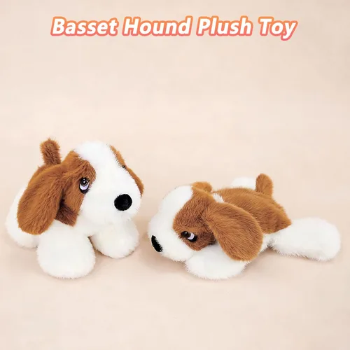 Miniatura 3 de PEACH CAT Basset Hound Perro de Peluche Animal de Peluche Lindo Peluches de Cachorros Pequeños Juguetes de Peluche Regalos para Niños