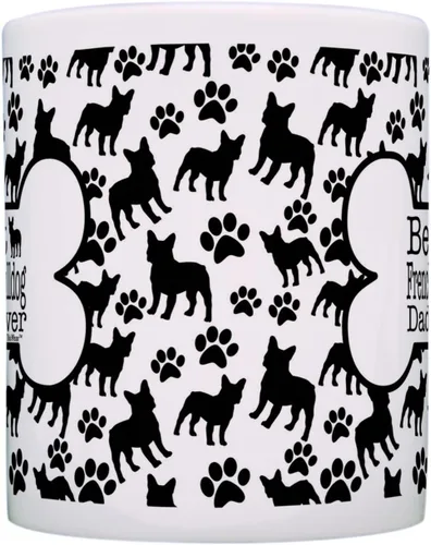 Miniatura 4 de ThisWear Dog Owner Gifts Best French Bulldog Dad Ever Paw Pattern Gift - Taza de café de cerámica de 11 onzas con mango y patrón de hueso