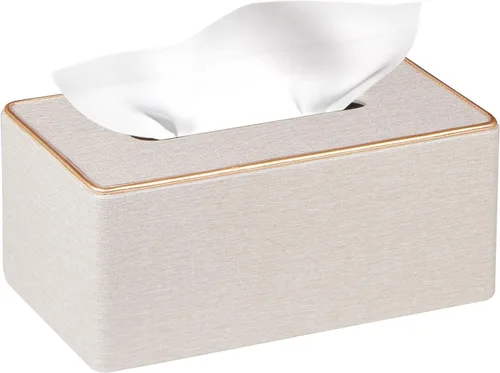 Miniatura 13 de Funda rectangular de cuero para caja de pañuelos, soporte de caja de pañuelos moderno rectangular para toallas de papel, dispensador de pañuelos