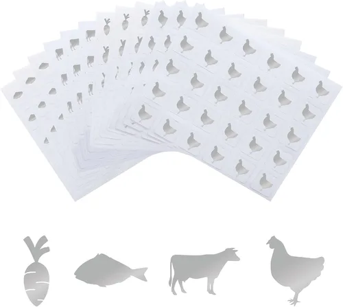 Miniatura 11 de OLYCRAFT 2400 calcomanías negras de comida de 4 estilos, calcomanías de elección de alimentos de 0.4 pulgadas, calcomanías para tarjetas de lugar