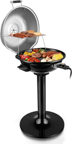 Miniatura 7 de Techwood - Parrilla eléctrica para barbacoa para interiores y exteriores, parrilla portátil extraíble de 1600 W con bandeja ajustable de calor y Rojo