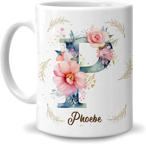 Miniatura 14 de Hyturtle Taza de café personalizada con inicial con nombre, monograma de cumpleaños, regalos de Navidad para niñas y mujeres, letra A del alfabeto