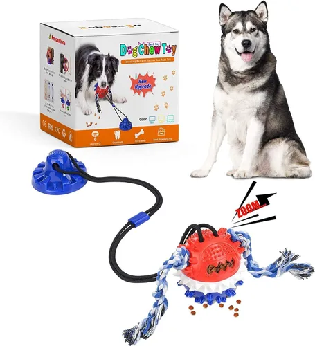 Juguete para perros con ventosa para masticadores agresivos, bola de cuerda para perro, juguete interactivo de tira y afloja, juguete de tira y
