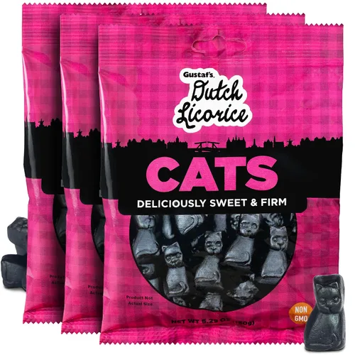 Miniatura 8 de Gustaf's Gatos de regaliz holandés – Bolsa de 5.2 oz – Gatos de regaliz negro dulce – Dulces holandeses de Países Bajos – Golosinas de regaliz negro